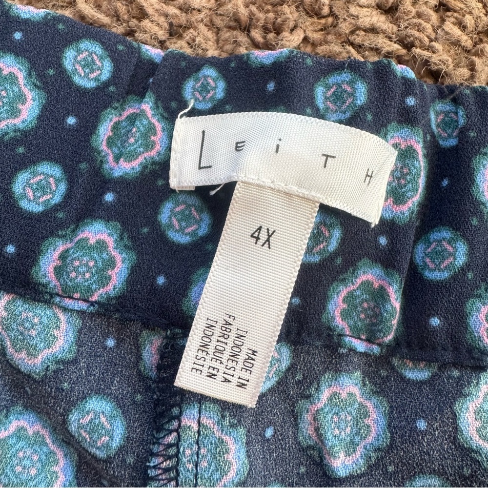 LEITH Blue Wide Leg Printed Pants PLUS Size 4X - Picture 3 of 12